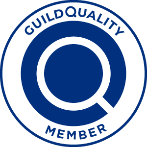 GuildQuality Member badge with magnifying glass symbol indicating verified contractor membership